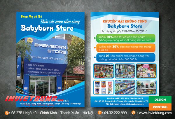 Mẫu tờ rơi quảng cáo shop thời trang mẹ và bé Babyborn Store
